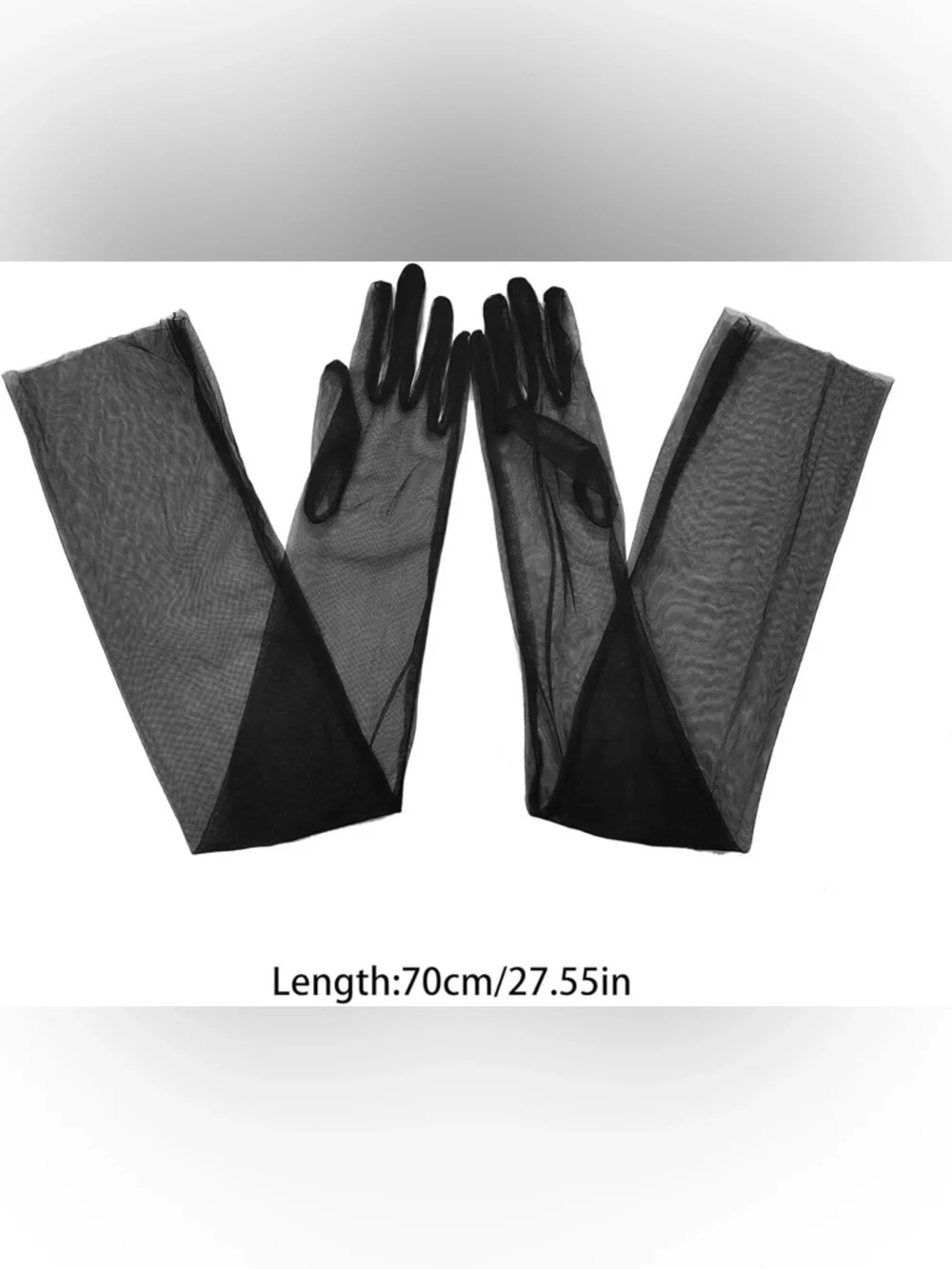 Katutude Black Evening Gloves: Above-the-Elbow Tulle Length. These fashionable